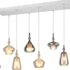 Aldea Takpendel 8 st 115cm E14 bärnsten/förkromad