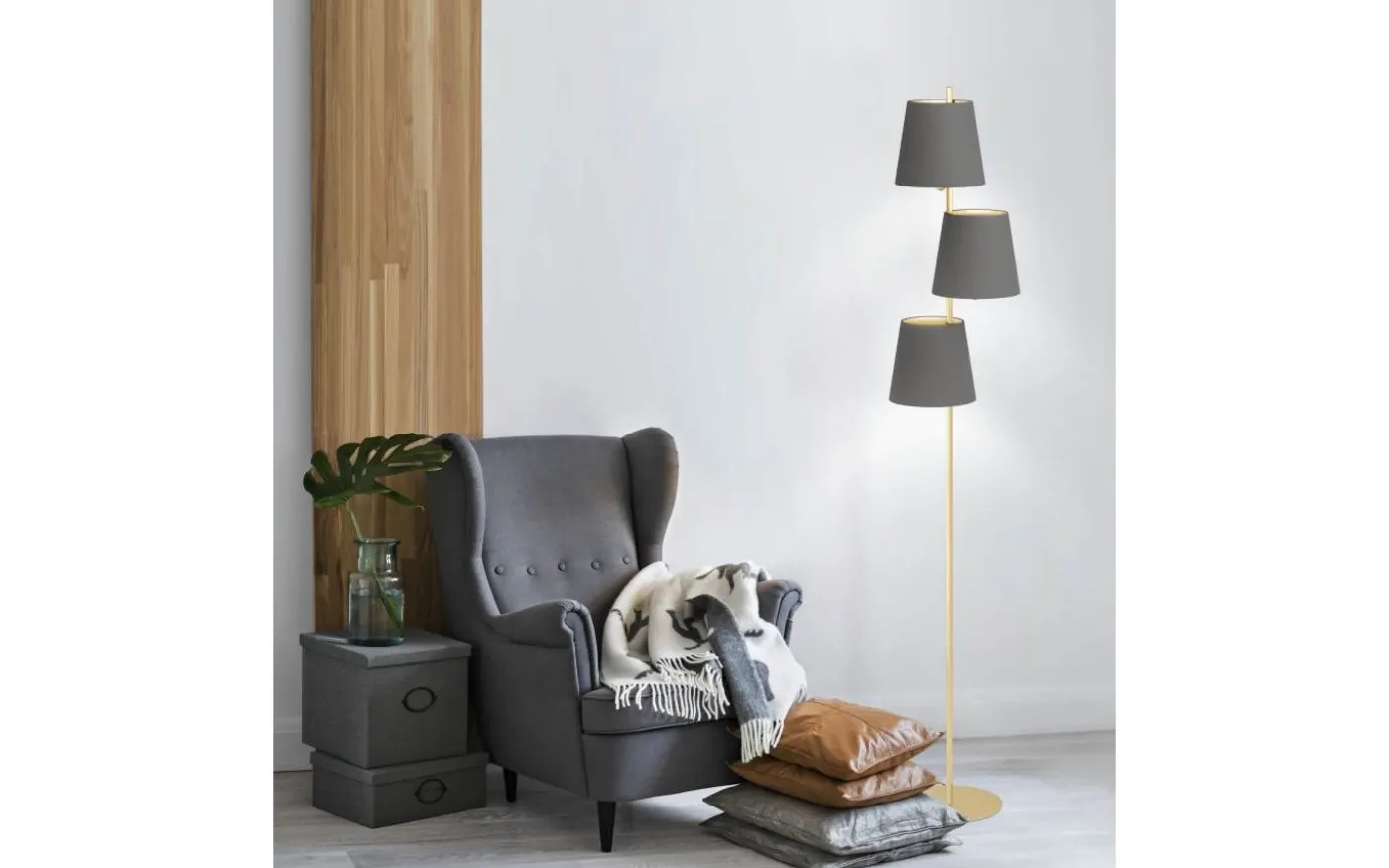 Almeida 2 Golvlampa 167cm Borstad Mässing