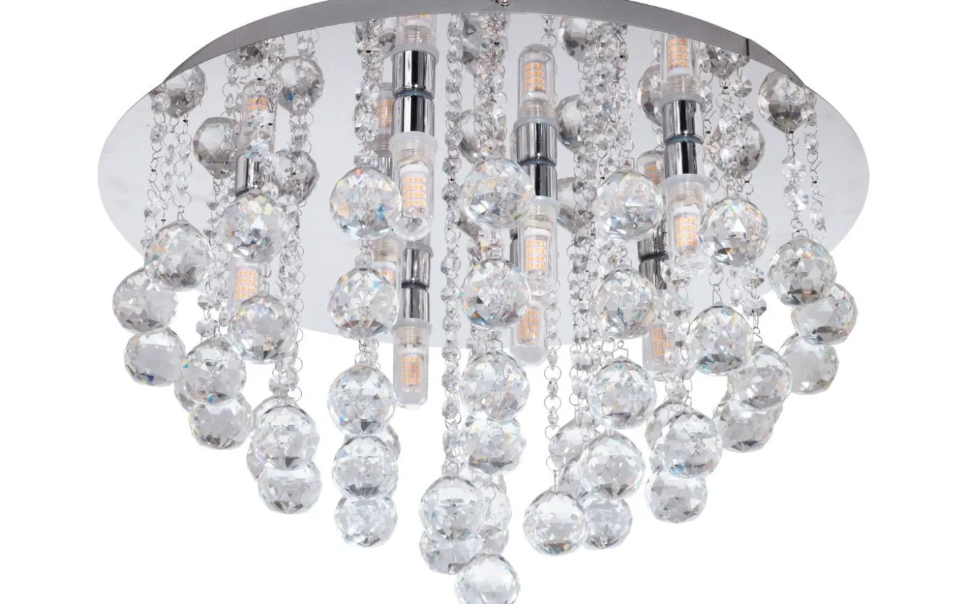 Almonte Kristallplafond 50cm G9 LED 3000K 8x3W Krom IP44