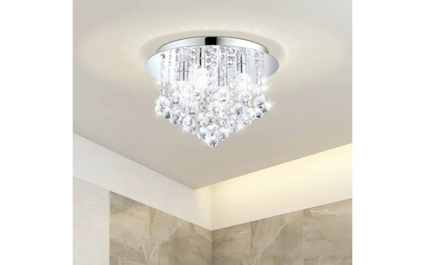 Almonte Kristallplafond 50cm G9 LED 3000K 8x3W Krom IP44