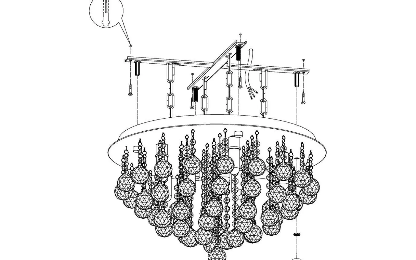 Almonte Kristallplafond 50cm G9 LED 3000K 8x3W Krom IP44