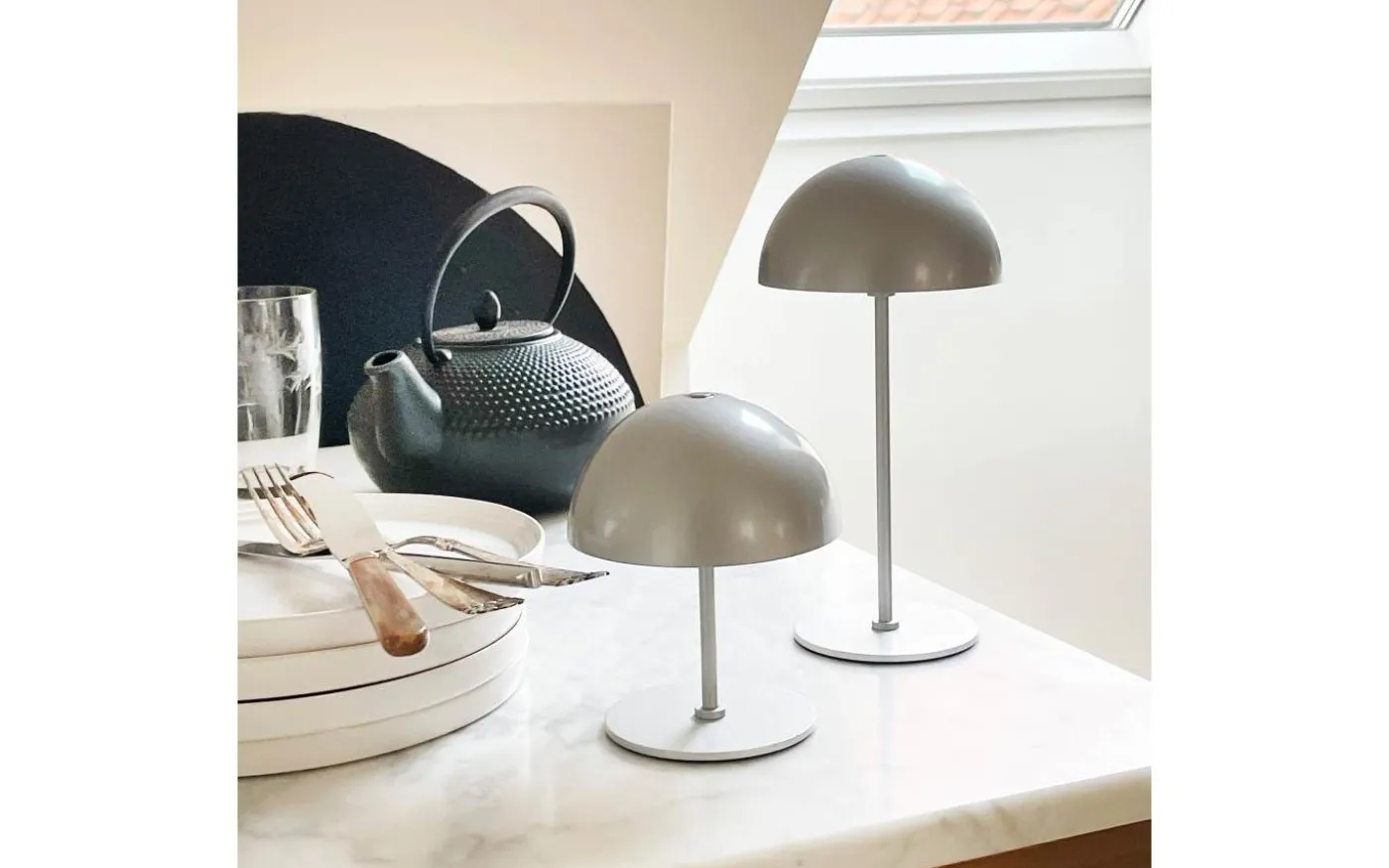 Along Uppladdningsbar Bordslampa 2-Pack Silver