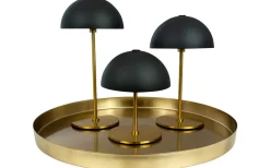 Along Uppladdningsbar Bordslampa 12/20cm 3 styck + Bricka Svart/Mässing