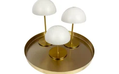 Along Uppladdningsbar Bordslampa 12/20cm 3 styck + Bricka Beige/Mässing
