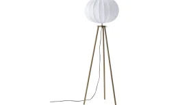 Base Tripod Golvlampa 125cm Antikmässing/Vit