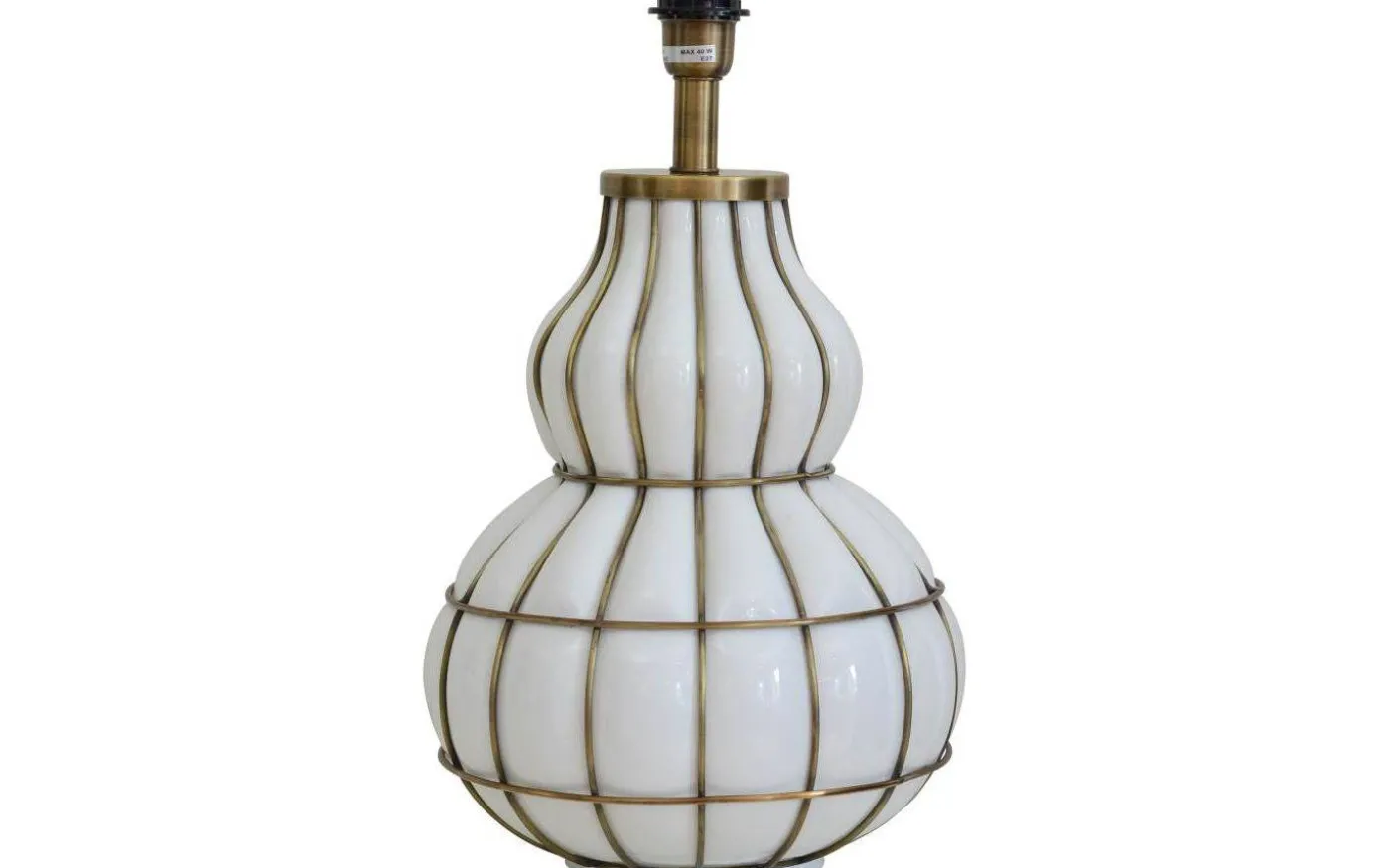 Beatrice Lampfot 50cm Vit/Mässing