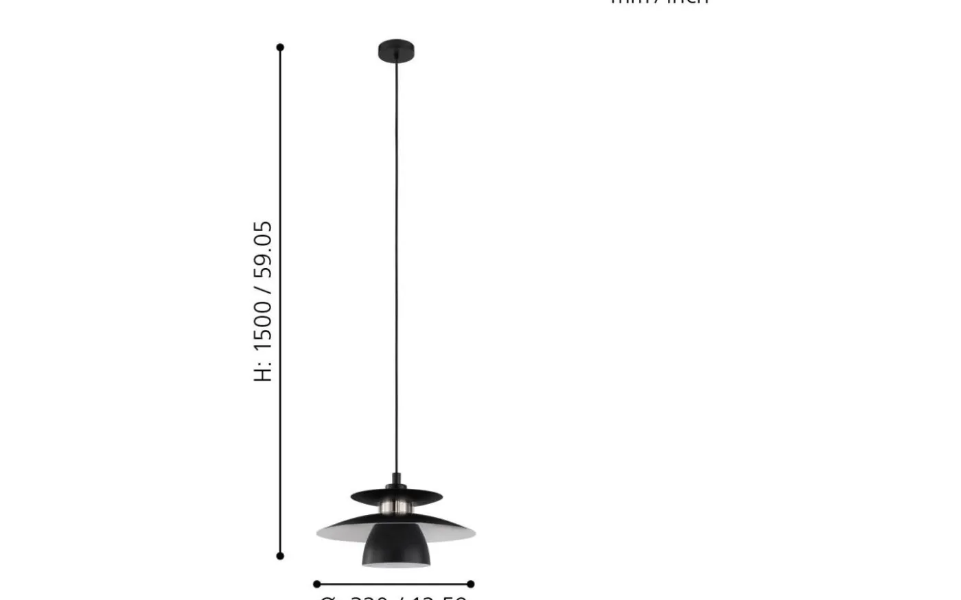 Brenda Taklampa 32cm Svart
