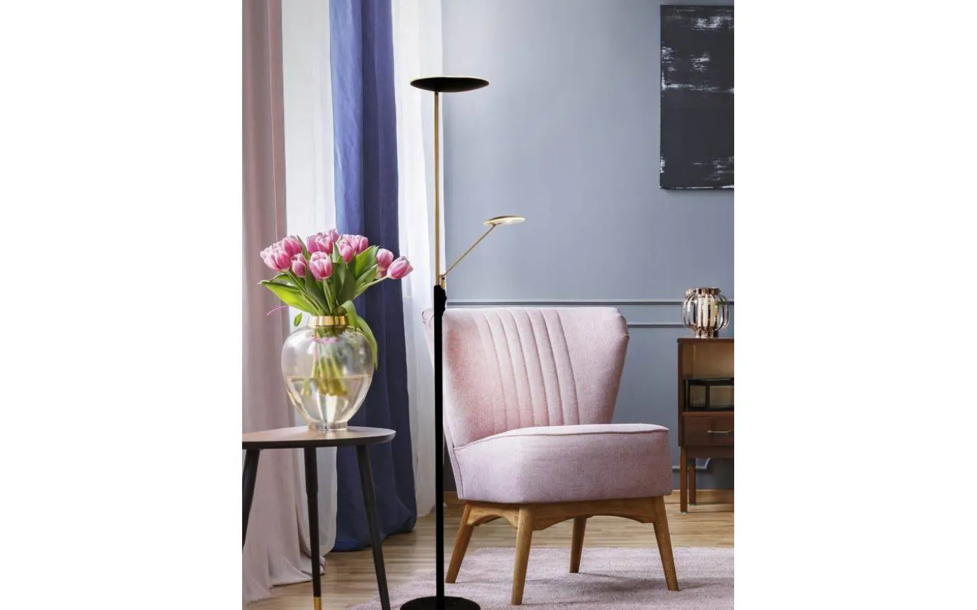 Cadiz Golvlampa 186cm LED 28W+5W 3000K Svart/Mässing