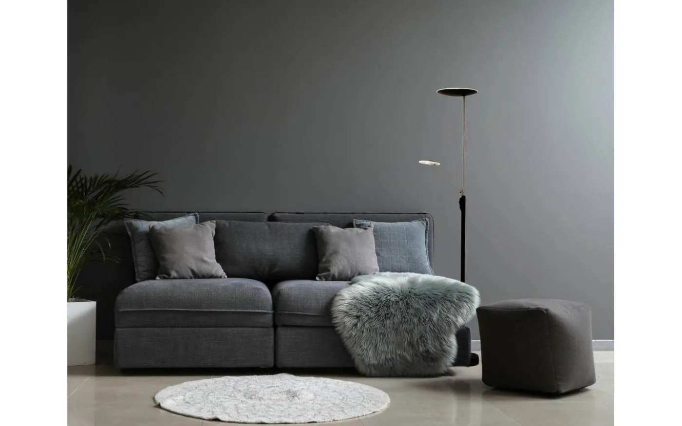 Cadiz Golvlampa 186cm LED 28W+5W 3000K Svart/Mässing
