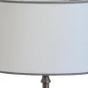 Carolin Oval Lampskärm 25cm Vit, Grått Band