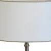 Carolin Oval Lampskärm 30cm Vit, Sandfärgat Band