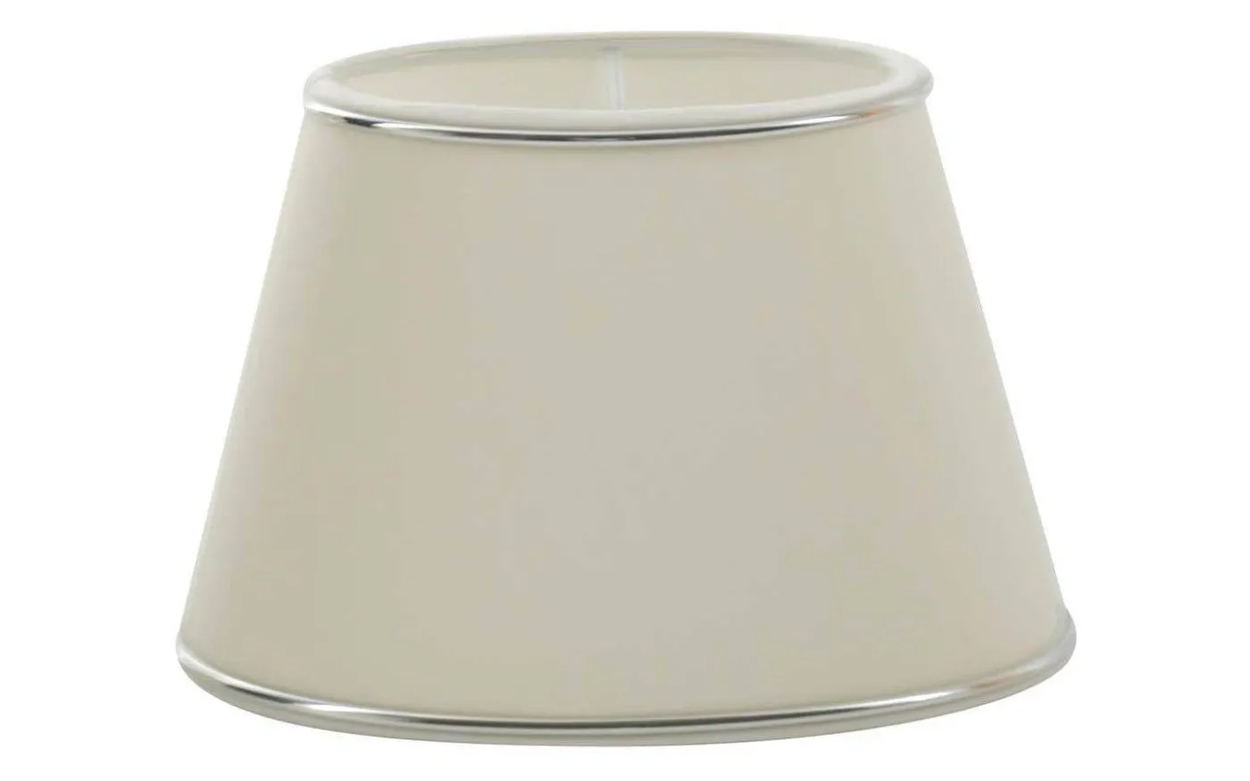 Chintz Oval Lampskärm 25cm Offwhite med Silverprofil