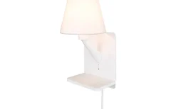 Comfort Vägglampa E14 mattvit med laddningsstation