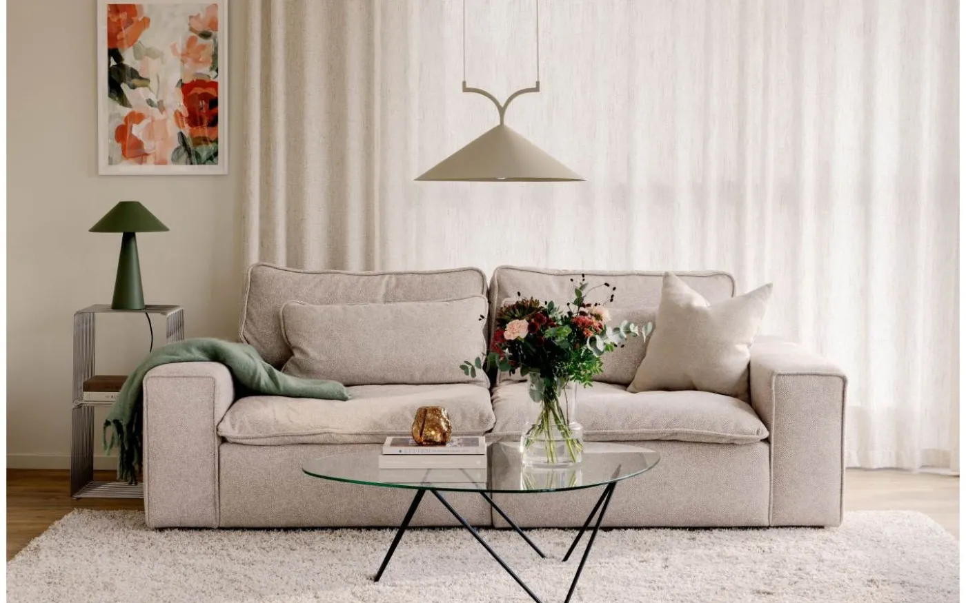 Curve Taklampa 50cm Beige
