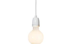 Glaze Textilsladd 5m med Porslinssockel E27 Vit