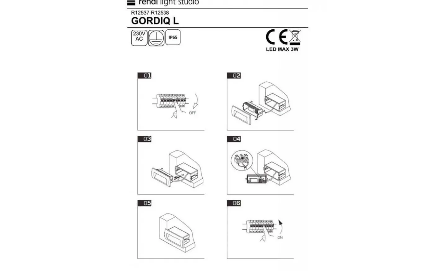Gordiq L Vägglampa LED Vit