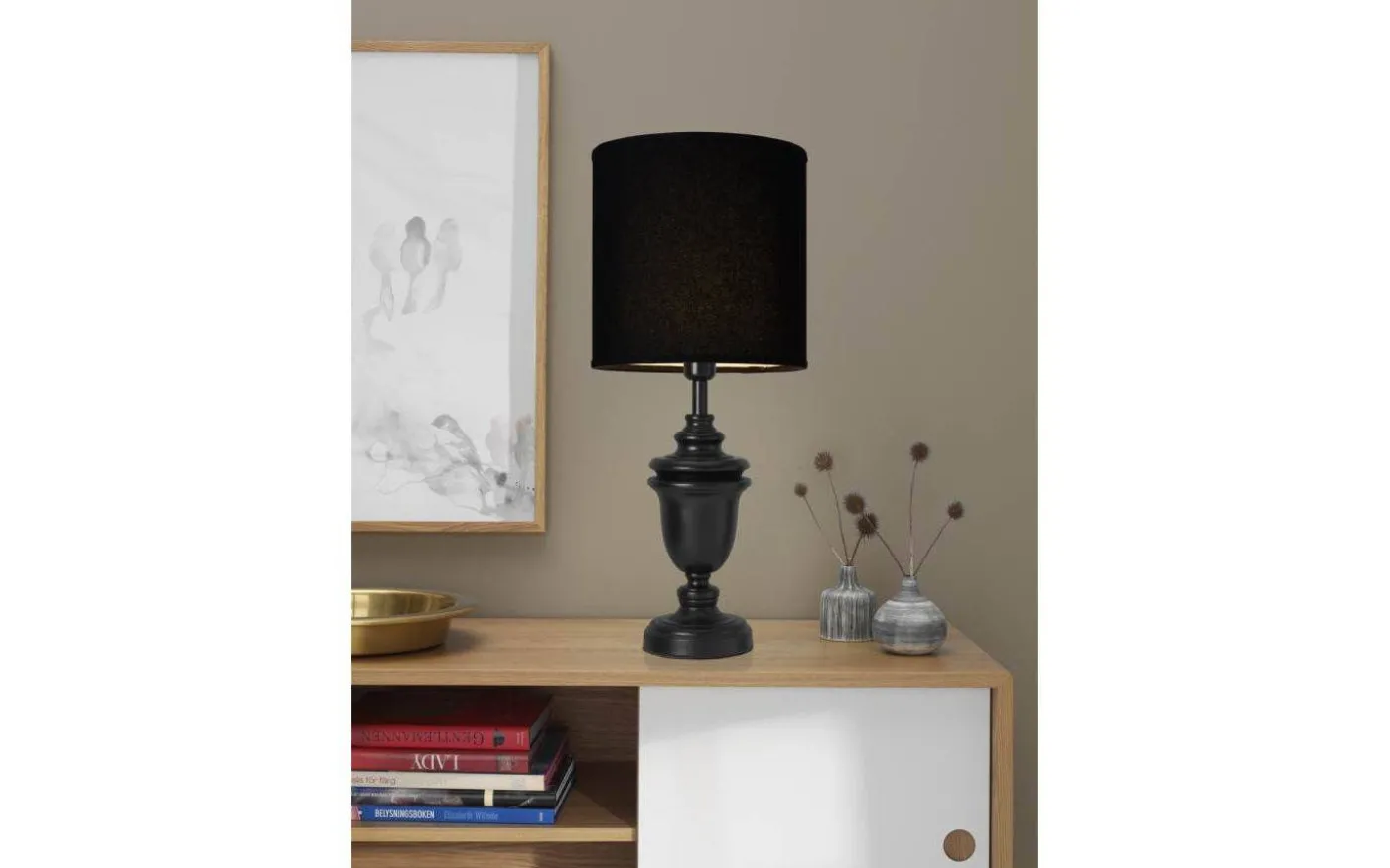 Linne Lampskärm Cylinder Ø25cm Svart