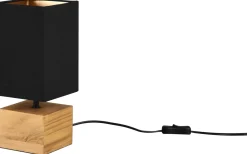 Woody Bordslampa 12cm fyrkantig E14 trä/svart