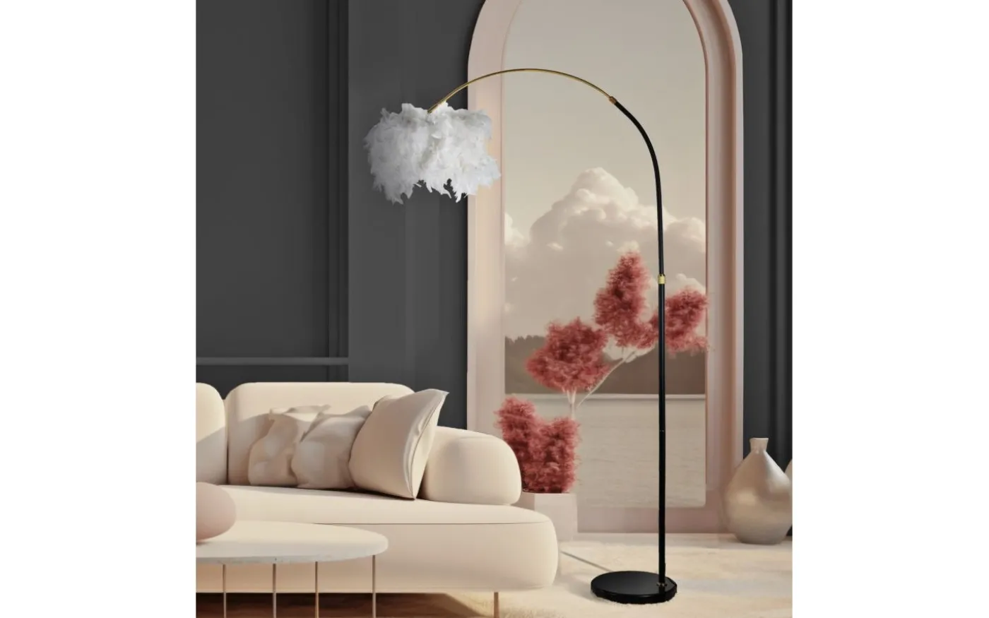 X-Factor Golvlampa Fjädrar 150-180cm Svart